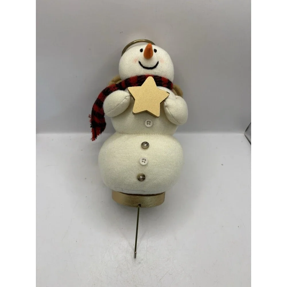 Vintage Hallmark Cards Plush Snowman Angel Stocking Holder